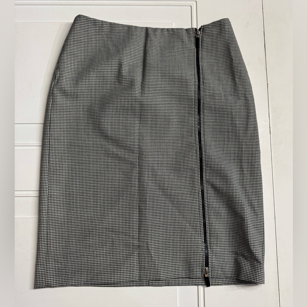 Ralph by Ralph Lauren White Black Houndstooth Wool Blend Zip Up Skirt Size 0 - Picture 1 of 5